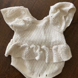 Cream Knit Baby Romper